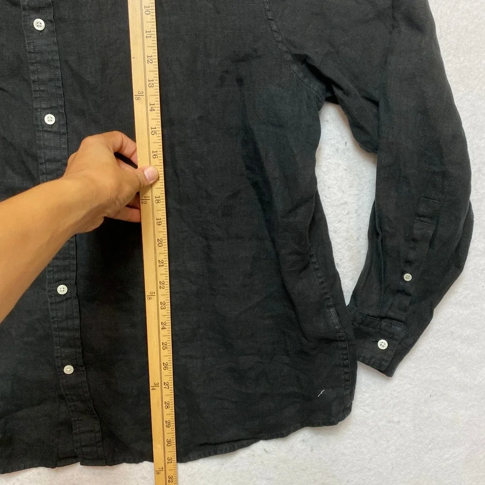 Banana Republic Linen Shirt Mens XXL Black Untucked Standard Fit Button Up
